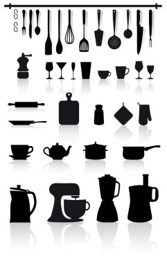 Kitchen and home utensils and cutlery clipart