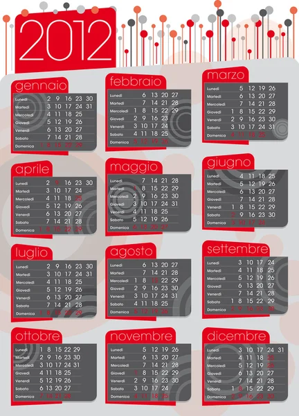 Vintage sjuttiotalet 2012 kalender — Stock vektor