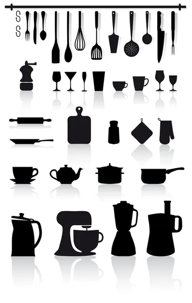 Kitchen and home utensils and cutlery — Stock Vector