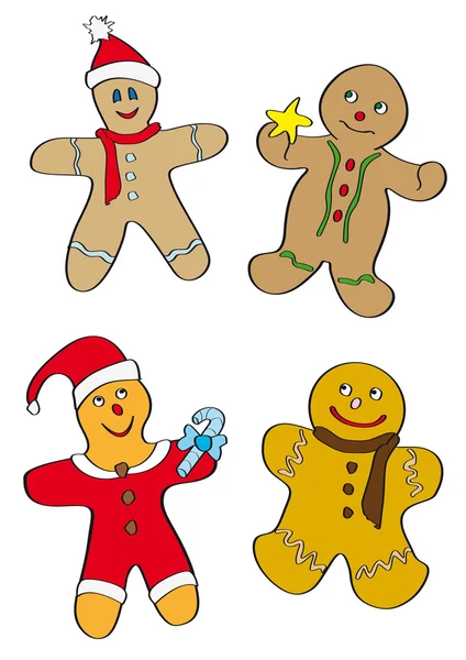 Gingerbread men cookies — Stock Vector