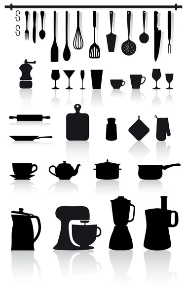 Kitchen and home utensils and cutlery — Stock Illustration Kitchen and home utensils and cutlery Royalty Free Stock Illustrations