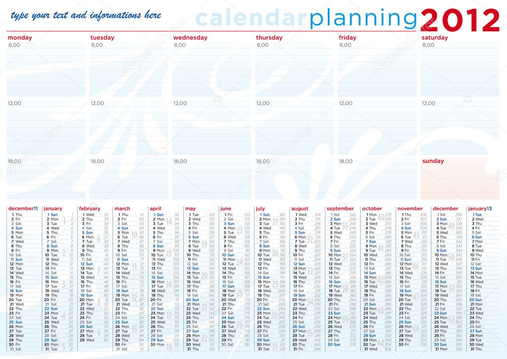 Calendar and Planning 2012 in english