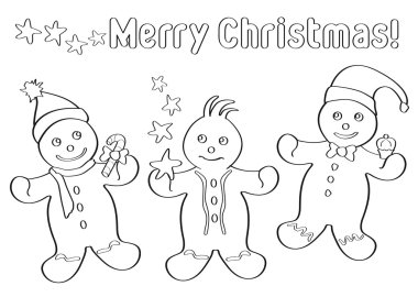 Gingerbread Christmas men for kids clipart