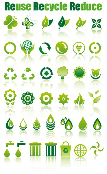 Iconos de ecología verde — Vector de stock