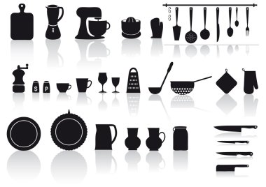 Kitchen tools, pottery and cutlery clipart