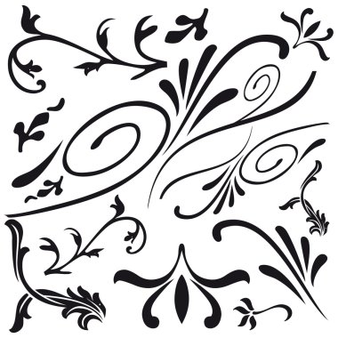 Leaf and flower design classical decorations clipart