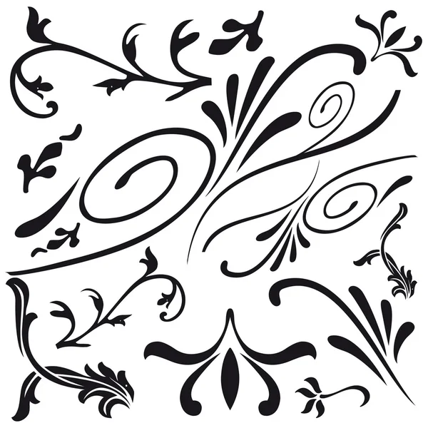 Disegno di foglie e fiori decorazioni classiche — Vettoriale Stock