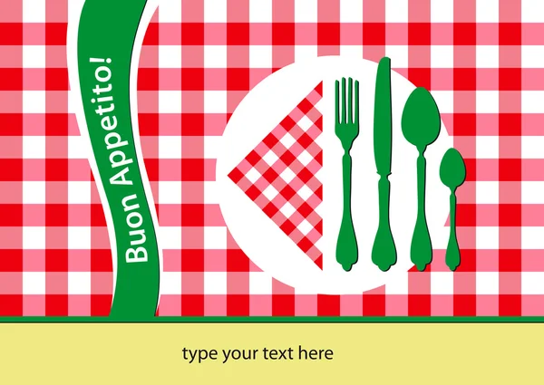 意大利餐厅和国旗颜色表布 — 图库矢量图片