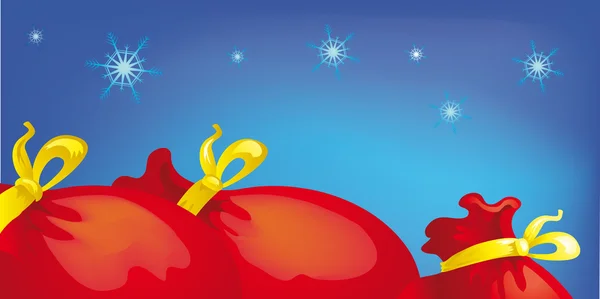 Carte bleue de Noël avec cadeaux rouges — Image vectorielle