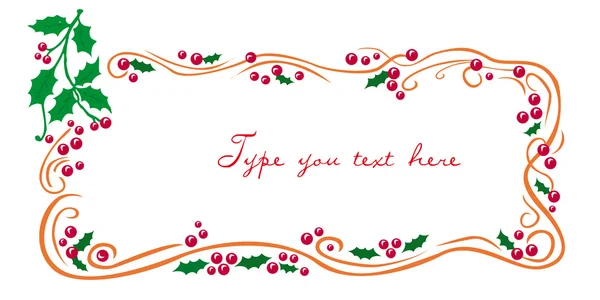 Χριστούγεννα ευχητήρια κάρτα με το πλαίσιο του γκι — Διανυσματικό Αρχείο