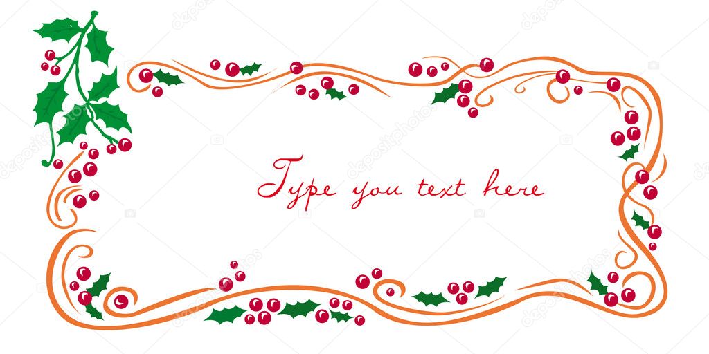 Christmas greetings card with mistletoe frame