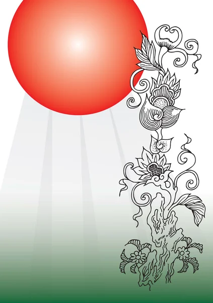 stock vector Japanese style illustration with red sun