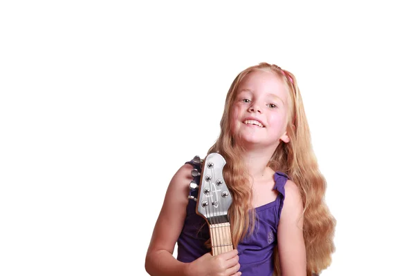 Petite fille avec guitare électrique — Photo