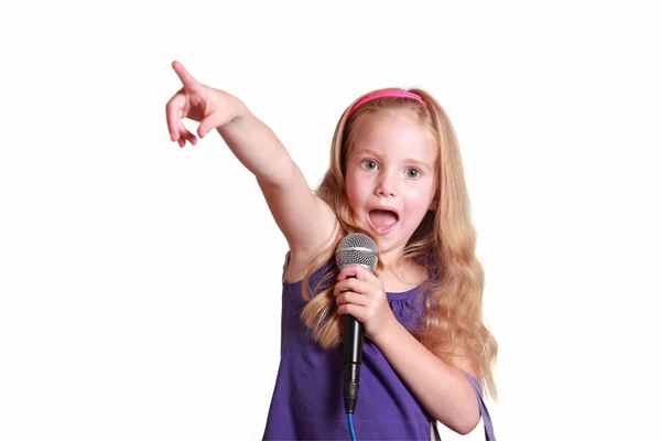 Menina com microfone — Fotografia de Stock