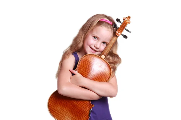 Niña con violín — Foto de Stock
