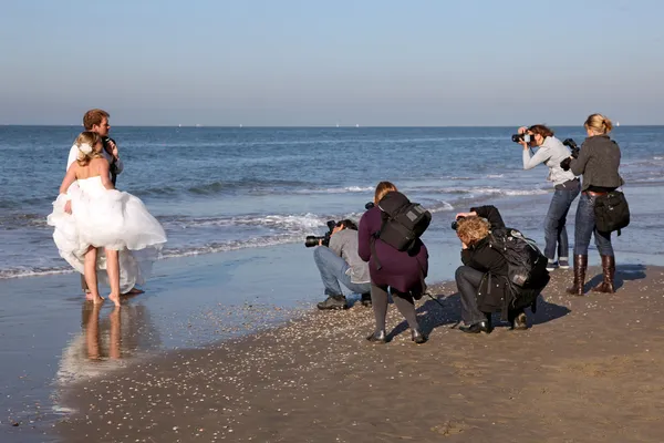 Fotografar um casamento em uma praia Fotos De Bancos De Imagens