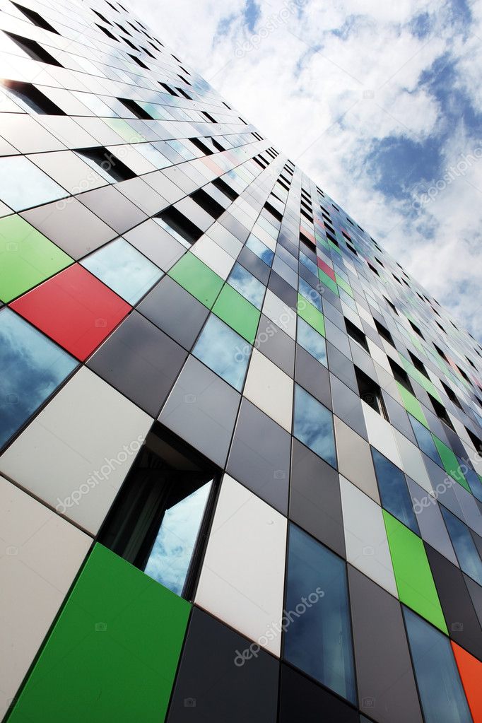 Multi coloured facade of student housing