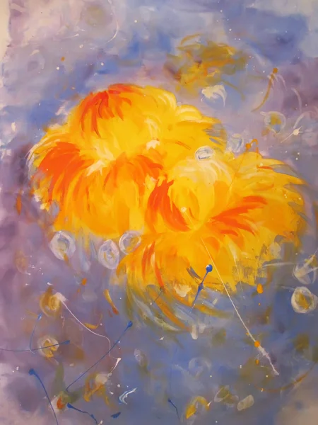 Bloemen in paars en geel. abstract. — Stockfoto