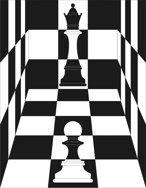 Chess, Queen and pawn — Stock Vector