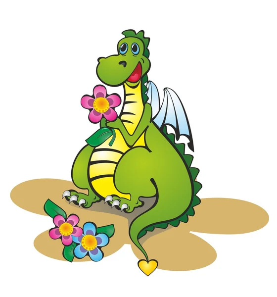 "Dragon and flowers" — Stock Vector