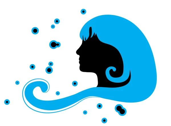 Kobieta z niebieskimi włosami — Wektor stockowy