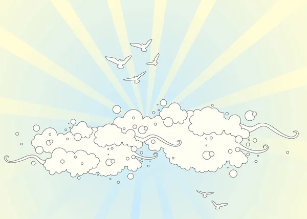 Birds in Clouds — Stock Vector