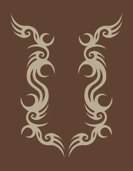 Tribal tattoo design on brown — Stock Vector