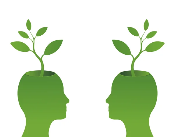 Rostlina roste z hlavy zelený — Stockový vektor