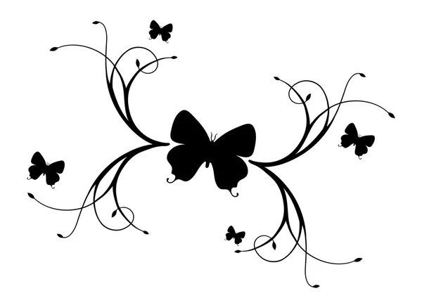 Fjärilar och grenar. — Stock vektor