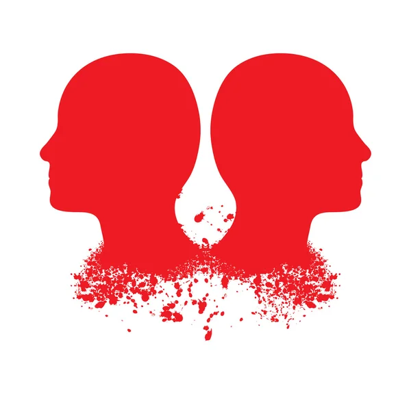 Kırmızı kafa silhouettes — Stok Vektör