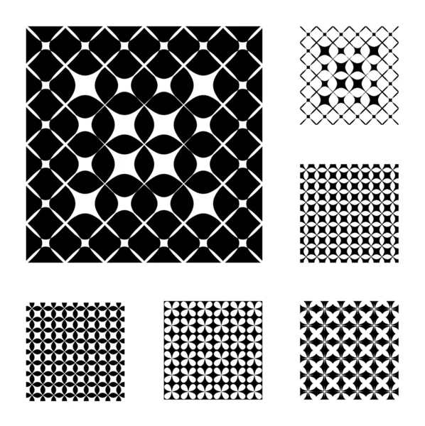 6 patrones en blanco y negro — Archivo Imágenes Vectoriales