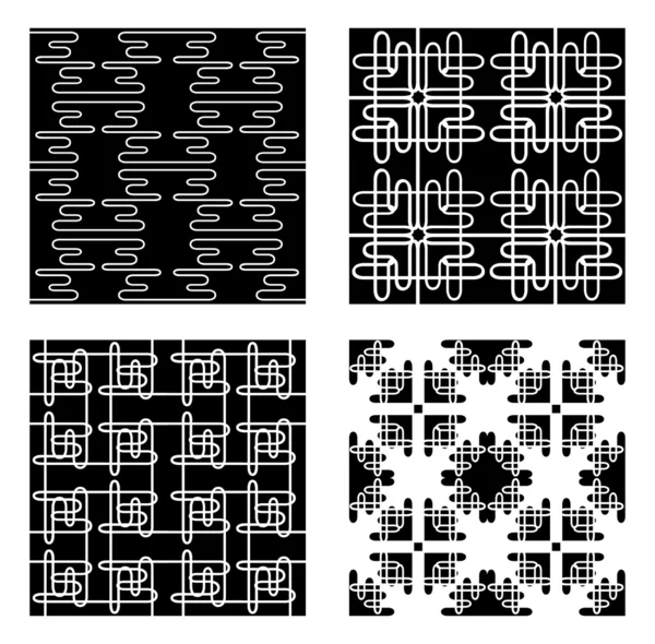Cuatro patrones vectoriales en blanco y negro — Archivo Imágenes Vectoriales