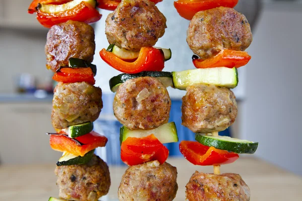 Minced meat skewers — Stock Photo, Image