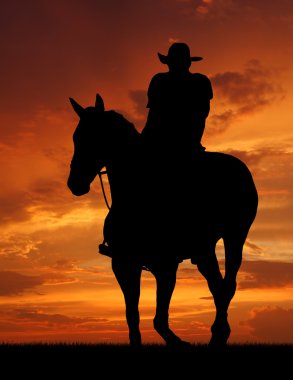 siluet kovboy atı ile