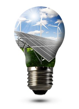 Bulb with of solar panel clipart