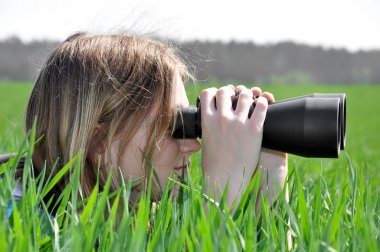 Girl observing Nature clipart