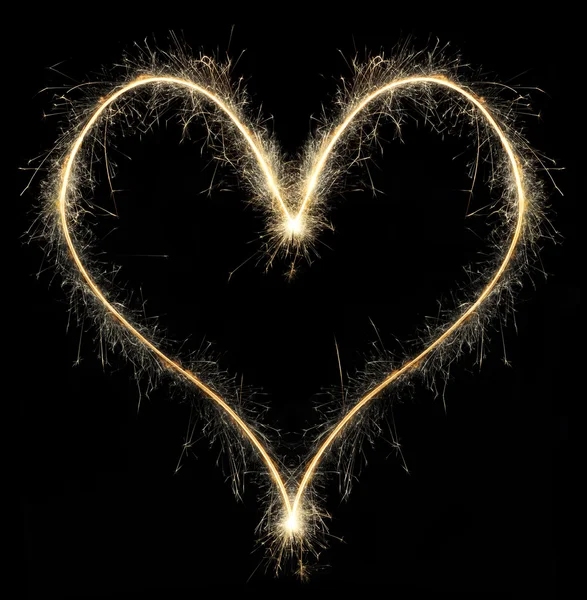 Heart from Christmas sparkler — Stock Photo, Image