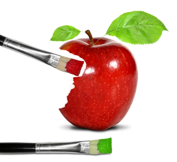 Живопис червоне яблуко — стокове фото