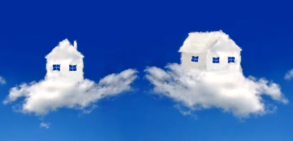Huizen in wolken — Stockfoto