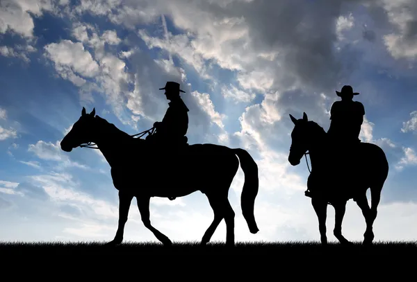 Kovbojové s koňmi — Stock fotografie