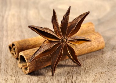 Star anise with cinnamon clipart
