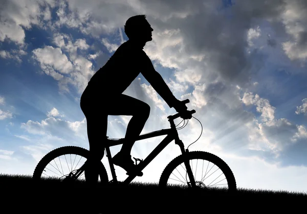 Mountain biker silhouette — Stock Photo, Image