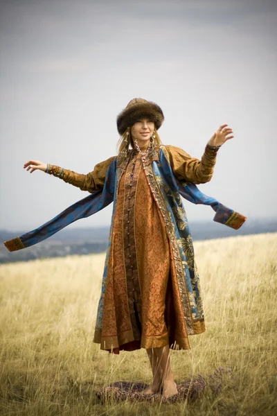 stock image Girl in a historical collector's clothing