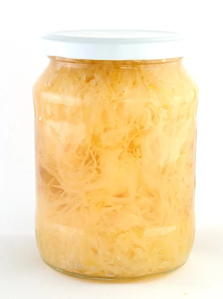 Jar with cabbage — Stock Photo, Image
