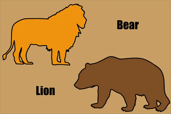 León y oso . — Vector de stock