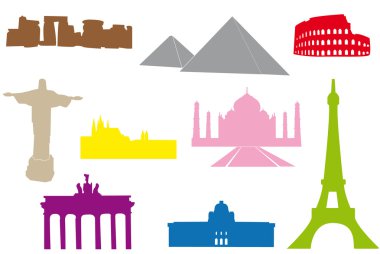 Set of main world monuments. clipart
