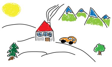 House with car clipart