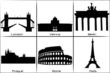 Main European landmarks clipart