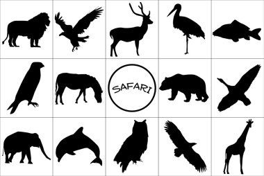 Black silhouettes of animals. clipart