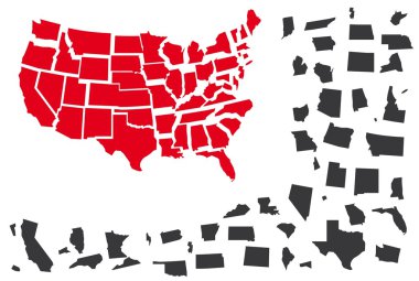 USA map puzzle clipart